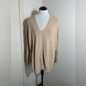 Vince, wool and yak blend long sleeve sweater in cream tan oatmeal size S